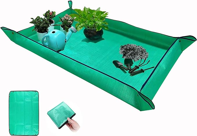 BIUWING Extra Large Plant Repotting Mat,Thickened Waterproof for Indoor Plant Transplanting and Mess Control,Foldable Succulent Portable Gardening Mat (43'*30',Green) by BIUWING