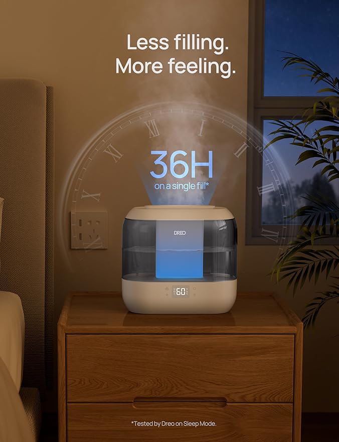 Dreo Smart Humidifiers for Bedroom, Top Fill 4L Supersized Humidifier Large Room with 28 dB, 36H Runtime, Touch/APP/Voice Control, Nightlight, Cool Mist Humidifiers for Baby, Plants, Indoor, Grey - Image 7