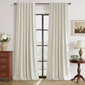 RYB HOME Natural Linen Blended Curtains 84 inch Long 2 Panels Set, 100% Blackout Burlap Look Curtains Drapes, Privacy Window Treatment with White Liner for Living Room Nursery, Natural, W52 x L84 inch by RYBHOME
