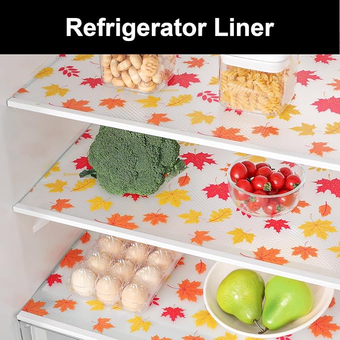 Cooyes Fall Maple Leaf Shelf Liner, Non-Adhesive Waterproof Drawer Liner, Easy-to-Cut EVA Shelf Paper for Kitchen Cabinets, Refrigerator, Cupboard, and Dresser, Fall Kitchen Decor （11.8" W x 118" L） - Image 6