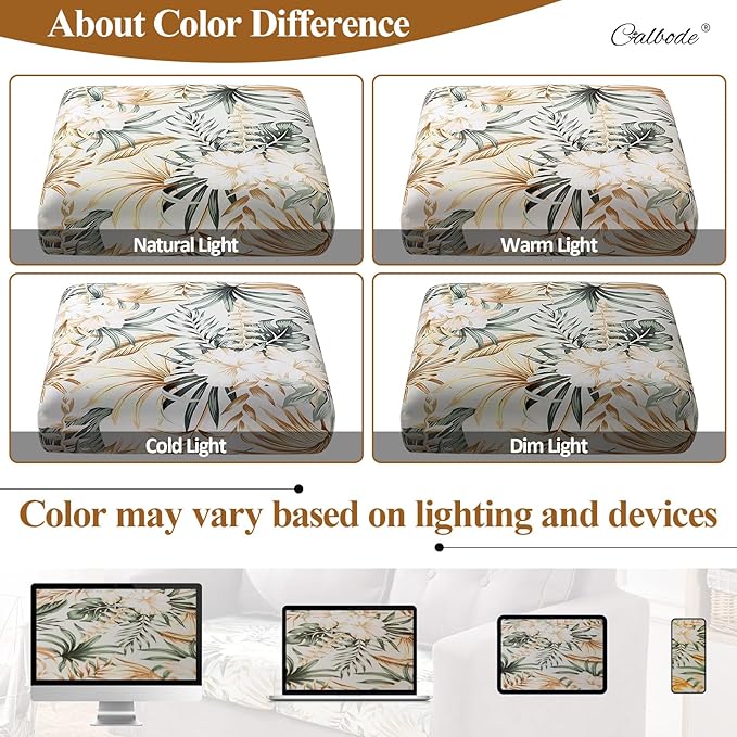 12Pcs Stretch Patio Cushion Cover, Tropical Floral and Leaf Pattern Sofa Covers for Patio Furniture Cushions Washable Reusable Couch Covers Replacement for All Season(Cover Only) - Image 5