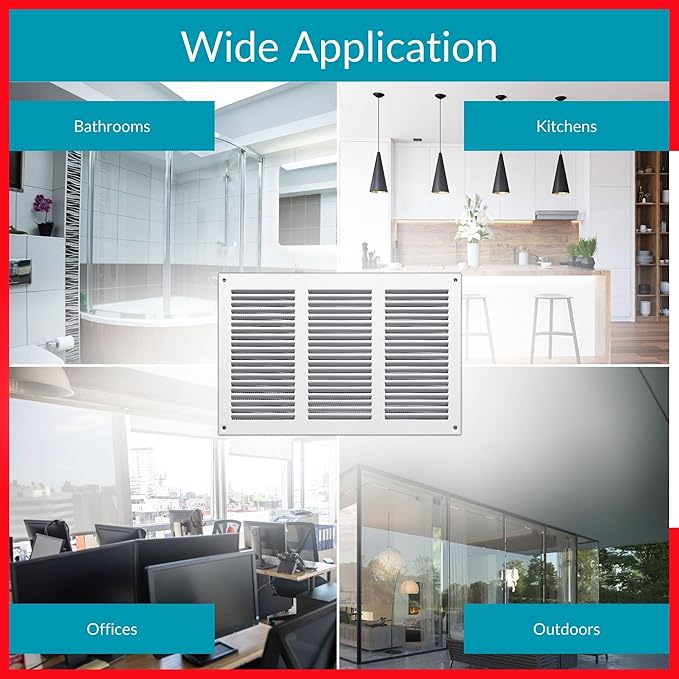 10x6 Vent Cover (Duct Opening) - White HVAC Return Air Grille for Wall and Ceiling - Metal AC Vent Cover with Mesh - Rectangular Ventilation Register - External Dimensions: 11.81" W x 7.87" H - Image 7