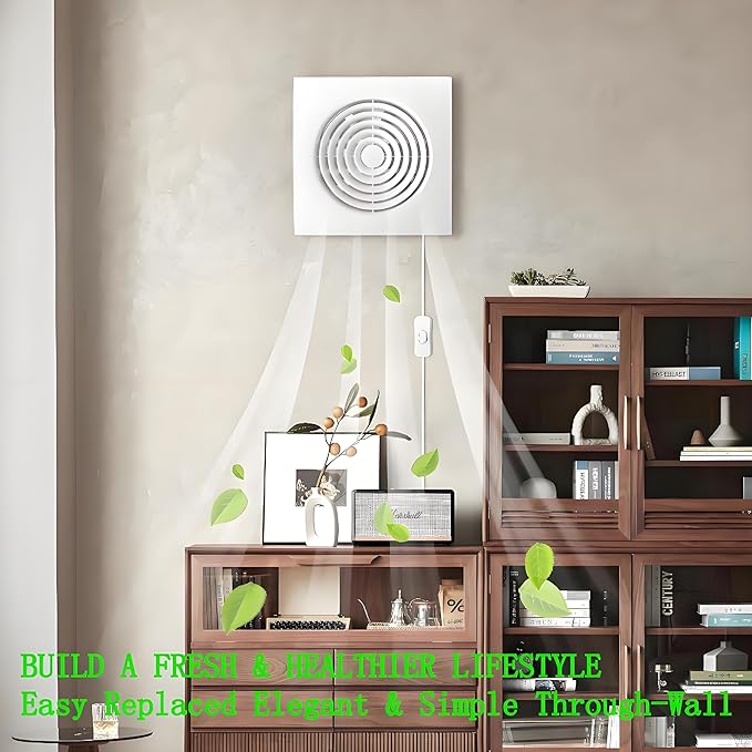 6 Inch Exhaust Fan Bathroom Exhaust Fan with Damper ABS Waterproof Ventilation Fan for Kitchen Garage Bedroom Home Office Ceiling & Wall Mount White - Image 2