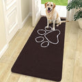 OLANLY Dog Door Mat for Muddy Paws 70x24, Paw Print Design, Absorbs Moisture and Dirt, Absorbent Non-Slip Washable Doormat, Quick Dry Chenille Mud Mat for Dogs, Entry Indoor Entryway Carpet, Brown by OLANLY