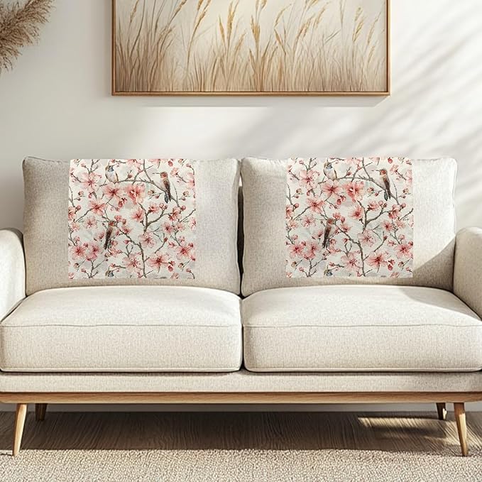 Slip Cover for Recliners Hummingbird Floral Print Anti-Slip Headrest Protector for Sofa Wear Resistant Protective Cover for Sofa Couch Dust-Proof Furniture Slipcover for Headrest - Image 2