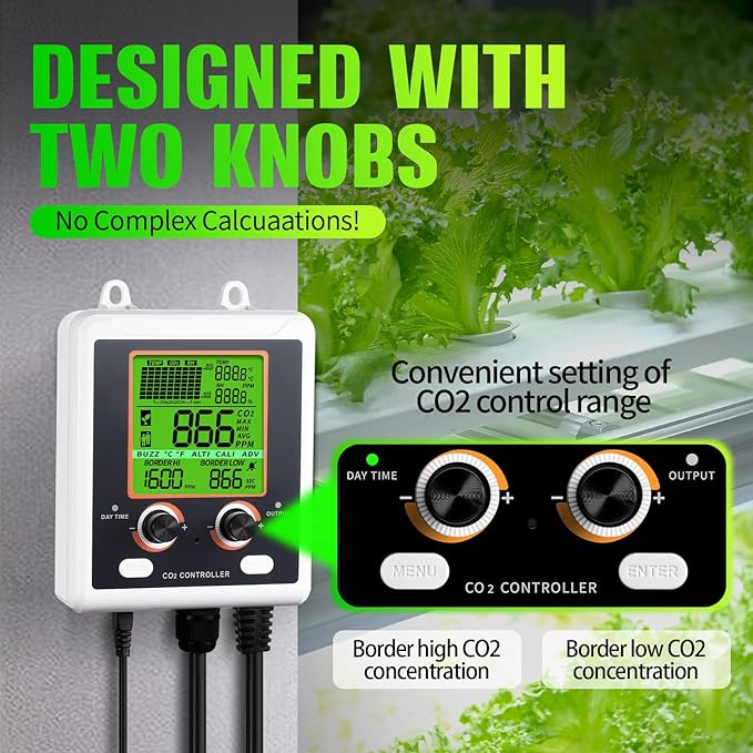 CO2 Controller for Plant, Dual-Plug System for Direct Connection to CO2 Regulator and Exhaust Fans.Suitable for Greenhouses, Grow Room, and Plant Factory - Image 3