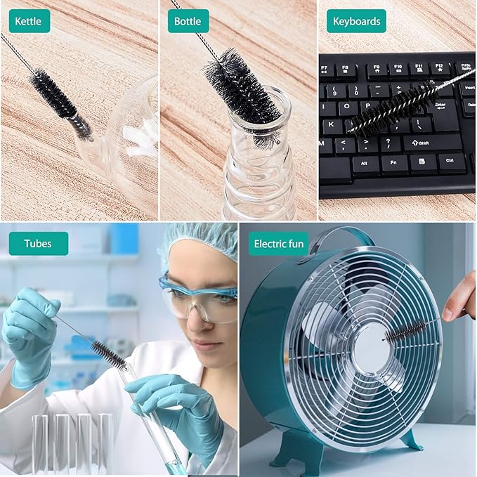 CiaraQ Bottle Cleaning Brushes, 8 Inch Nylon Tube Brush Set, Cleaner for Narrow Neck Bottles Cups with Hook, Set of 10pcs - Image 7