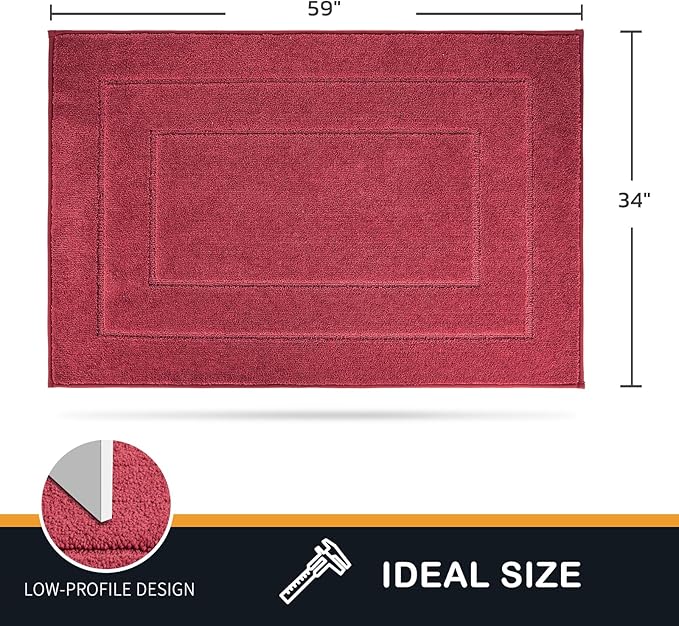 PURRUGS Dirt Trapping Door Mat 34" x 59", Non-Slip/Skid Machine Washable Entryway Rug, Dog Doormat, Super Absorbent Welcome Mat for Muddy Wet Shoes and Paws, Burgundy Red - Image 2