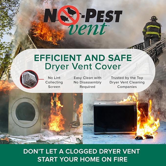 NO-PEST VENT MetalGuard, Dual Door Dryer Vent Cover Outdoor 4 Inch, Powder-Coated Heavy Duty Steel, Pest Proof, Rust Resistant, Safe & Efficient Vent Cap (White, 4" Steel With Collar) - Image 6