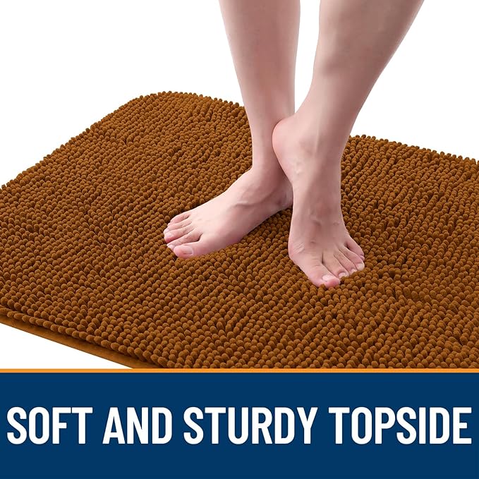 OLANLY Dog Door Mat for Muddy Paws 44x24, Absorbs Moisture and Dirt, Absorbent Non-Slip Washable Doormat, Quick Dry Chenille Mud Mat for Dogs, Entry Indoor Entryway Carpet for Inside Floor, Ochre - Image 4