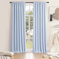 DONREN Patio Door Curtains 96 inch Length, Rod Pocket Top Thermal Insulated Blackout Panels Curtain Drapes for Sliding Glass Door (Light Blue, 60" Wide, 2 Panels) by DONREN