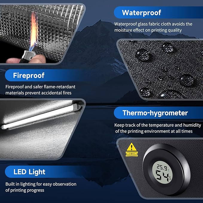 3D Printer Enclosure with Ventilation Kit, LED Light,Thermo-Hygrometer, Premium Fireproof Dustproof Tent Constant Temperature Protective Cover for Creality Ender 3 V3 SE/KE/Ender 3/3 Pro/3V2/3S1/Neo - Image 6