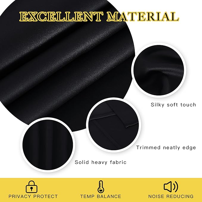 NICETOWN Blackout Curtain Drape for Night Shift - Light Reducing Thermal Insulated Solid Grommet Blackout Window Treatment for Living Room (1 Piece, W66 x L72, Black) - Image 4