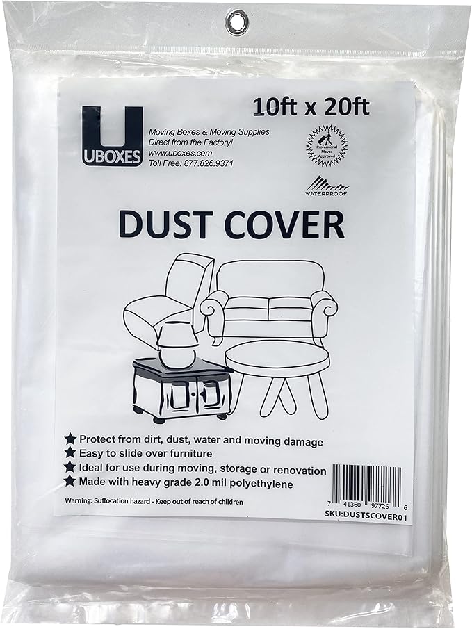 Uboxes Furniture Covers protect your furniture with our versatile 10' x 20' dust cover, Clear by uBoxes