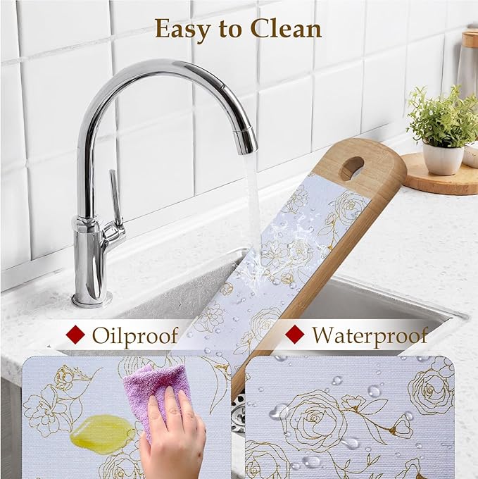 Moriah Shelf Liner Non Adhesive, Kitchen Drawer Liner Non Slip Waterproof Thickened Cabinet Protector for Bathroom Dresser Shelves Pantry(Rose,17.5'' x 30') - Image 3