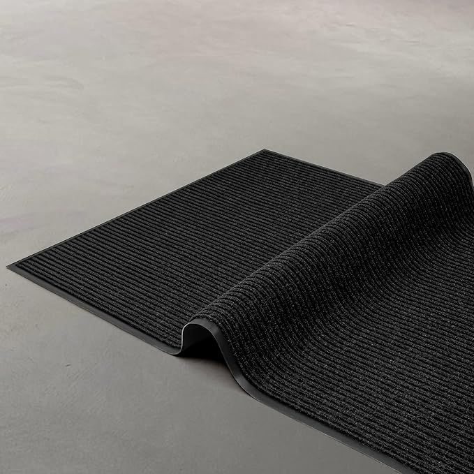 MaxMat® Commercial Floor Mat - Heavy Duty, Large Sizes, Indoor/Outdoor, Waterproof, Low-Profile, Easy to Clean Doormat (6 x 2 Feet, Black, MXM-RIB0026BK) by MaxMat