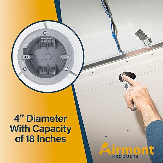 (Pack of 16) 4'' Old Work Round Electrical Box, One-Gang Grey PVC Junction Box, 18 Inch Capacity, Round Ceiling Remodel Box with Built-in Mounting Tabs, Three Mounting Wings, 2-Hour Fire Rated Walls - Image 6