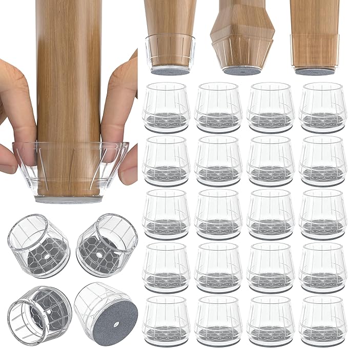 24PCS Silicone Chair Leg Floor Protectors for Hardwood Floors, Thicken Rubber Chair Leg Cap Covers, Non Slip Furniture Leg Pads to Protect Wood Tile Floors from Scratches and Reduce Noise by Violibar