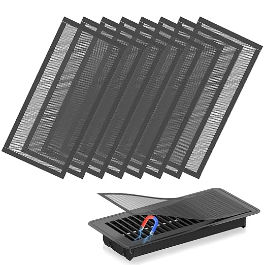 Hon&Guan Floor Vent Covers, Strong Magnetic Vent Mesh Air Vent Filters, 4x10'' PVC Floor Register Vent Screens for Home Floor/Wall/Ceiling Catch Debris Hair Dust (8PCS) by HonGuan