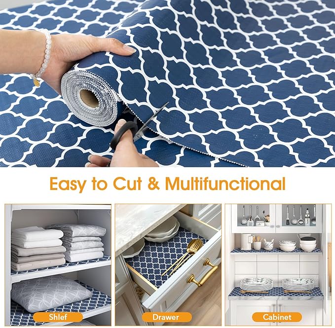 Shelf and Drawer Liner for Kitchen Cabinets Non-Adhesive, Strong Grip Non-Slip Thickened Cabinet Liners for Shelves, Waterproof Mats for Dresser Cupboard, Blue, 23 in x 30 Feet - Image 5