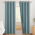 NICETOWN 100% Absolutely Blackout Linen Curtains with Thermal Insulated White Liner, Skylark Blue, 52 inches Wide, 84 inches Length Energy Saving Curtains for Living Room 2 Panels Set, Vertical Blinds by NICETOWN
