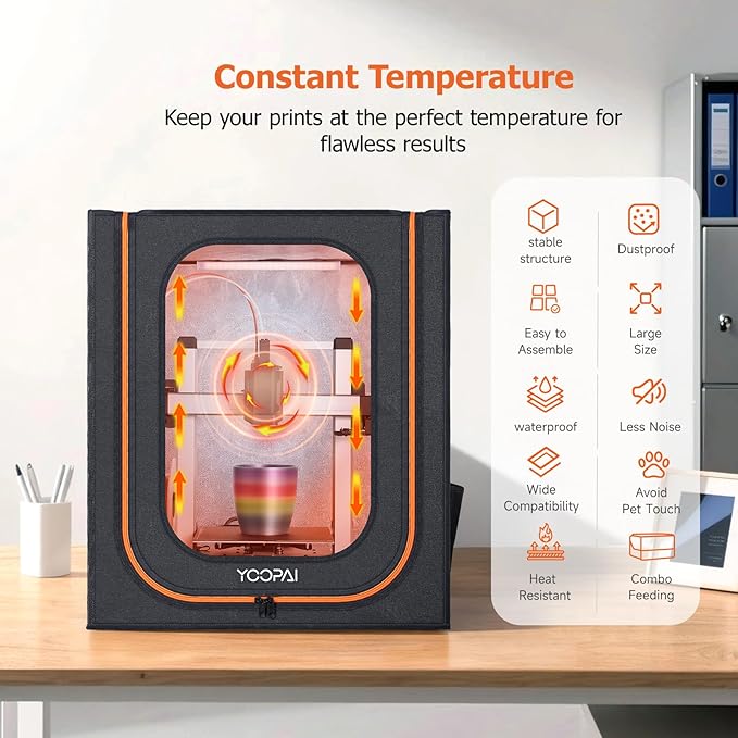 YOOPAI 3D Printer Enclosure with LED Light, Premium Dustproof Tent Constant Temperature Protective Cover for Anycubic Kobra 3 / Kobra 3 Combo/Kobra 3 V2 / Kobra 3 V2 Combo 3D Printers - Image 4