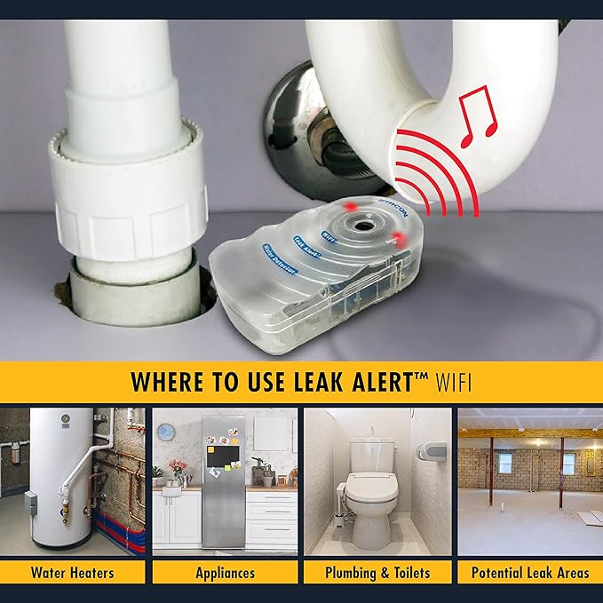 Zircon Leak Alert WiFi- 2 Pack - Smart Electronic Water Detector Alarm with Email, Audio and Visual Alerts - Batteries Included, (72336) White - Image 4