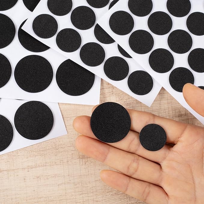 200 Pcs Small Felt Furniture Pads, Self-Adhesive EVA Foam Dot Circles, Round Felt Furniture Stickers for Desks Drawers Vases Photo Frames Cabinets Doors Candlesticks- Black, 2 Sizes - Image 3