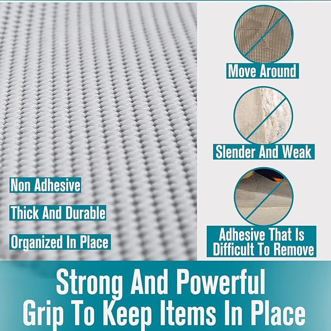 Shelf and Drawer Liner for Kitchen Cabinets Non-Adhesive, Non Slip Durable Strong Clean Long Size 12 Inches X 20 Feet, Shelves, Cabinets, Storage, Kitchen and Desks, Silver Gray - Image 6