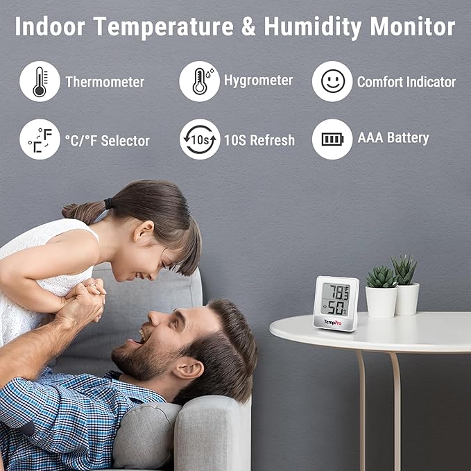 TempPro TP49 3 Pieces Digital Hygrometer Indoor Thermometer Humidity Meter Mini Hygrometer with Temperature and Humidity Monitor Outdoor and Room Thermometer Weather Station (Previously ThermoPro) - Image 2