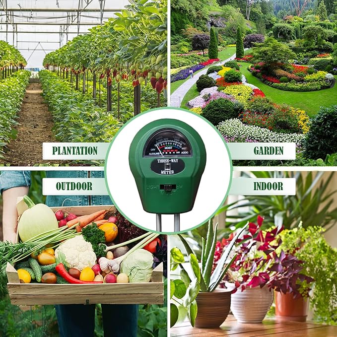 3-in-1 Soil Tester. Soil pH Meter + Moisture Meter +Light Tool for Garden Farm Lawn houseplants Indoor & Outdoor (No Battery Needed) Test Kit for Garde (3 in 1 New) - Image 5