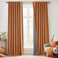 RYB HOME Burnt Orange Total Blackout Curtains Linen Texture, Fall Curtains for Bedroom/Living Room/Sliding Door, Thermal Insulated Boho Farmhouse Home Decor, Luxury Privacy Drapes, W52xL96, 2 Panels by RYBHOME