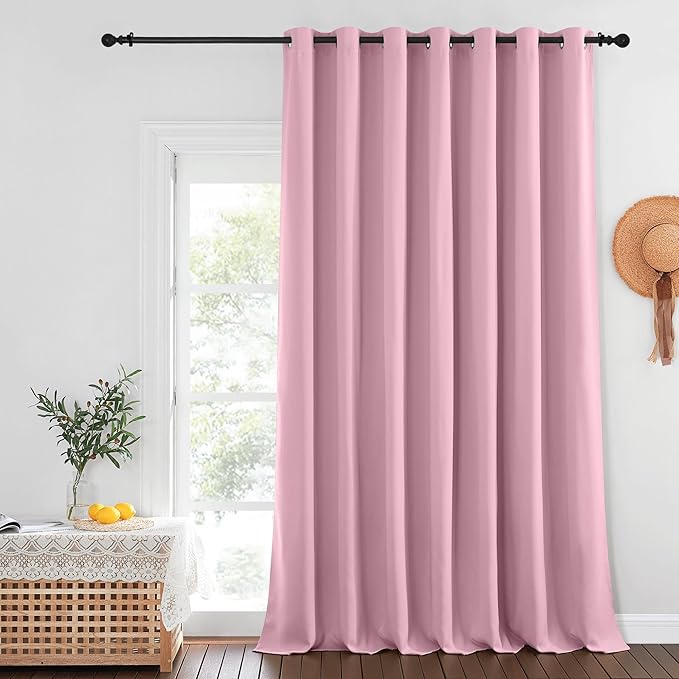 NICETOWN Privacy Room Divider Curtain Thermal Blackout Curtain for Patio Door, Living Room, Bedroom Partition and Shared Office Space, 1 Grommet Panel, Rouge Pink, 100 inch x 108 inch Long by NICETOWN