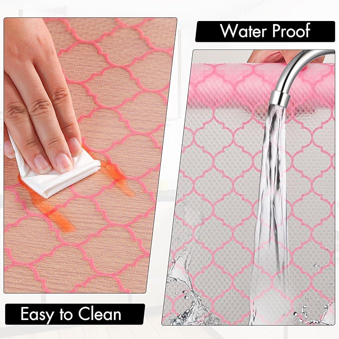 Cooyes Shelf Liner, Non Adhesive Drawer and Cabinet Liner, EVA Washable Oil-Proof Shelf Paper for Kitchen Cabinets, Refrigerator, Storage, Desks with Modern Pattern - Image 5