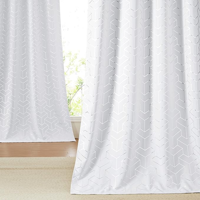 NICETOWN Greyish White Curtain Panels - Room Darkening Window Treatment Thermal Insulated Grommet Room Darkening Curtains/Panels/Drapes for Bedroom (2 Panels, 52W by 63L, Greyish White) - Image 2