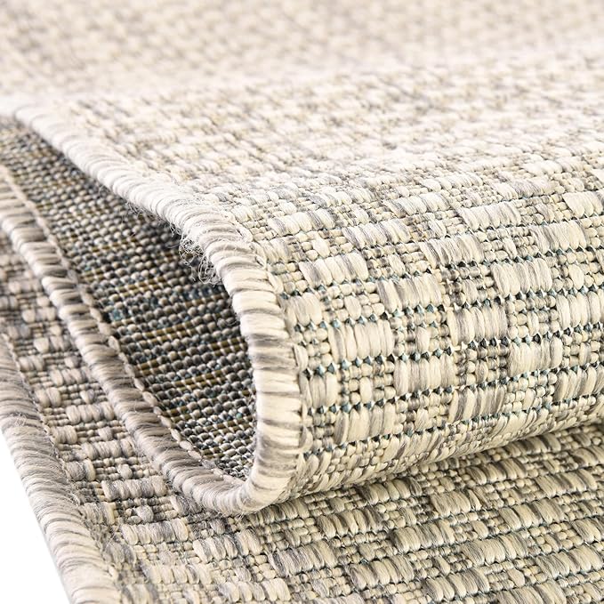 Unique Loom Collection Casual Transitional Solid Heathered Indoor/Outdoor Flatweave Area Rug (5' 1" x 8' Oval, Light Gray/Ivory) - Image 5