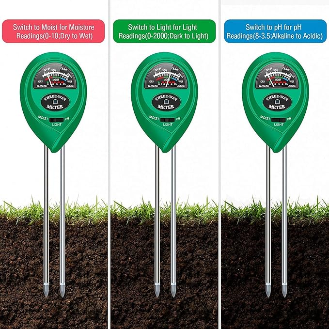 apine Soil Moisture Meter,3 in 1 Soil pH Tester,Soil Tester with Moisture,Light,and pH Test for Garden,Farm,Lawn,Indoor,Outdoor (No Battery Needed) - Image 7
