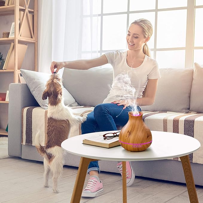 BZseed Aromatherapy Essential Oil Diffuser 550ml 12 Hours Wood Grain Aroma Diffuser with Timer Cool Mist Humidifier for Large Room, Home, Baby Bedroom, Waterless Auto Shut-off,7 Colors Lights Changing - Image 5