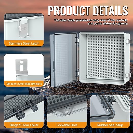 Joinfworld Outdoor Waterproof Electrical Box 13x13x5 Nema Box Weatherproof Plastic Electrical Box Outdoor WiFi Enclosure for Electrical Connection WiFi Router - Image 4