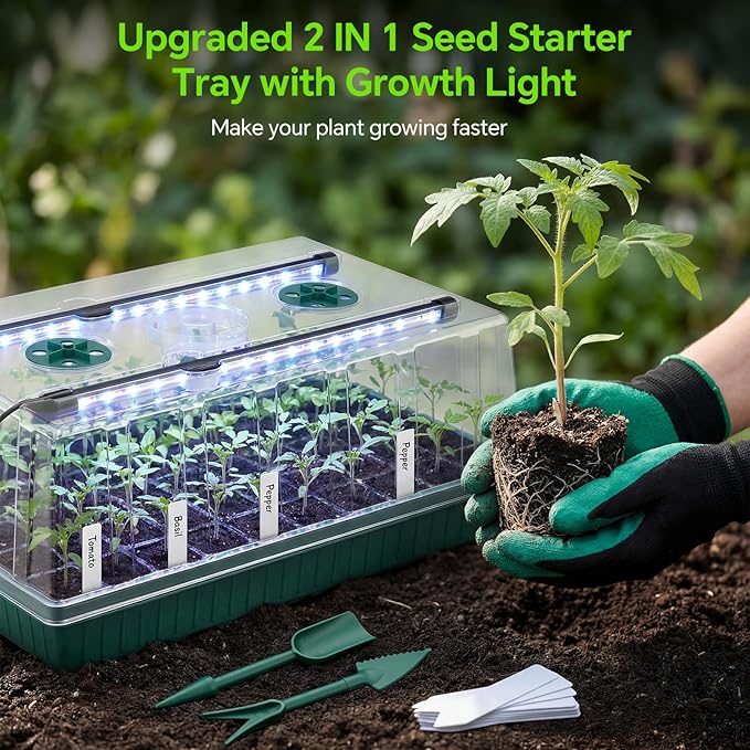 2 Pcks Seed Starter Tray 120 Cells Seed Starter Kit with Grow Light, Seed StartingTrays for Seed Seedling Planting Starter, Mini Greenhouse Plant Germination Trays - Image 7