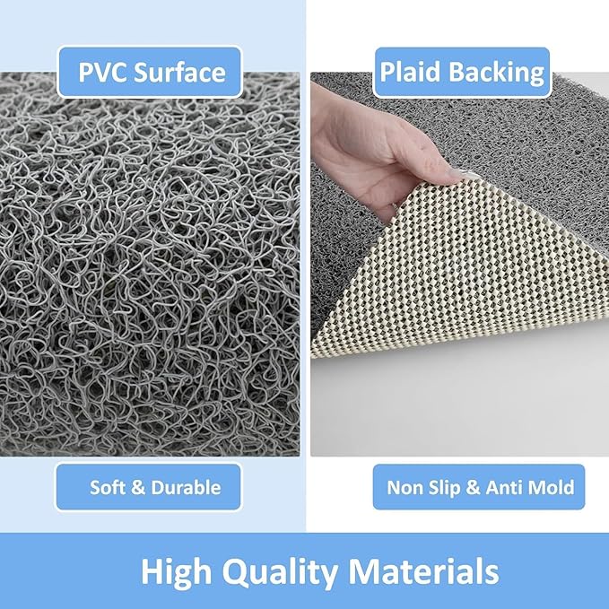Square Shower Mat, 31'X31'' Super Non Slip Shower Mats for Inside Shower, Soft PVC Loofah Bath Mat Without Suction Cups for Tub, Quick-Dry, Easy Clean Bathroom Floor Accessories, Grey - Image 3