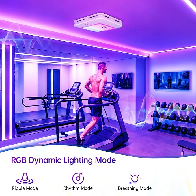 Bathroom Exhaust Fan with Bluetooth Speaker, 230 CFM 1.0 Sone Bathroom Exhaust Fan with Light, 3 Dynamic Light, 7 LED Color, 3 Color Temperatures, Nightlight,Remote, Easy Install (Ivory) - Image 7