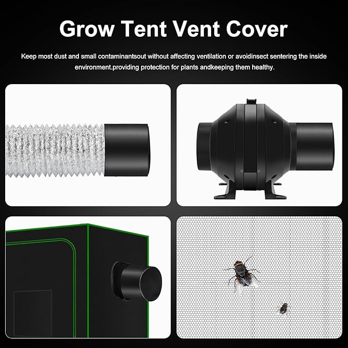 MELONFARM 4 inch Air Carbon Filter Smelliness Control with Australia Virgin Charcoal, Built-in 14cm Fan Low Nois and Speed Controller, Smelliness Scrubber for Inline Duct Fan, Grow Tent 4" x 12.6" - Image 5