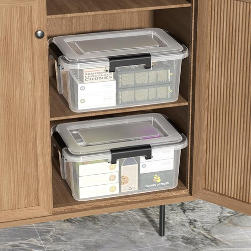 12 Quart Plastic Gasket Box with Tight Latch and Seal, Storage Bins with Snap Lid, Clear Latching Storage Box, 6 Packs - Image 2