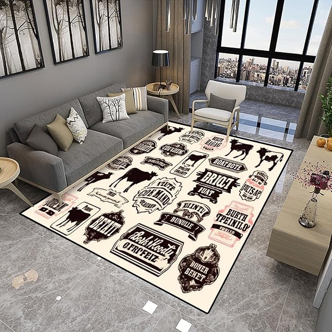 Runner - Farm Label Floral Printing Foldable Area Rugs Fade Resistant, Flame Resistant, Quick Dry, Stain Resistant, Waterproof Floor Carpet for Living Room Bedroom, 72 x 108 Inch - Image 4