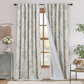 jinchan Blackout Linen Blend Curtain Gray Floral Blackout Curtains for Living Room 96 Inch Length Grey Printed with Lined Blackout Curtain for Bedroom Farmhouse Curtains Set 2 Panels by JINCHAN