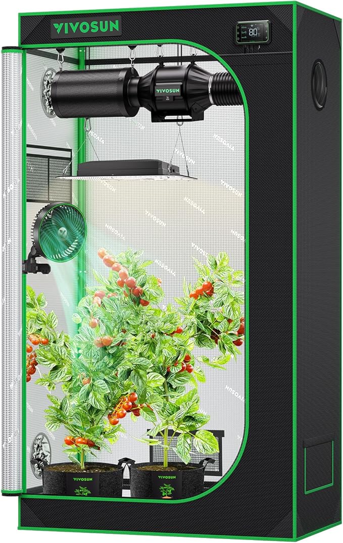 VIVOSUN S326 36"x20"x63" Grow Tent, High Reflective Mylar with Observation Window and Floor Tray for Hydroponics Indoor Plant for VS1000/VS2000 by VIVOSUN