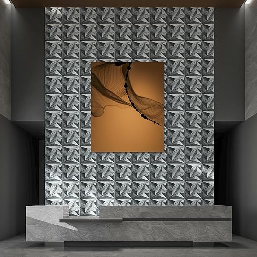 Art3dwallpanels 33 Pack 3D Wall Panel Diamond for Interior Wall Décor, PVC Textured Wall Panels, 12''x12'' Cover 32.Sq.Ft. Patina Bronze - Image 7