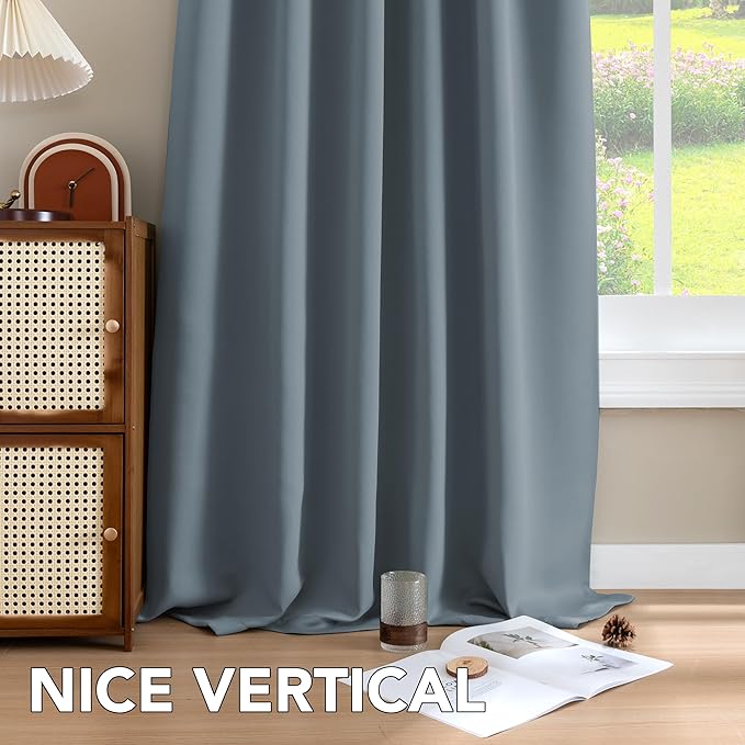 H.VERSAILTEX Blackout Curtains Thermal Insulated Window Treatment Panels Room Darkening Blackout Drapes for Living Room Back Tab/Rod Pocket Bedroom Draperies, 52 x 84 Inch, Stone Blue, 2 Panels - Image 8