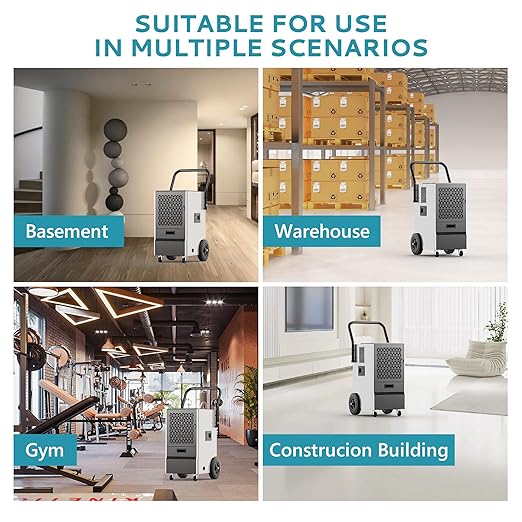 EUHOMY 160 Pints Commercial Dehumidifier with Pump,Large Dehumidifier for Basement With Drain Hose,Timer and 4 Wheels,Industrial Dehumidifiers for Flood Repair,Drying Basement,Warehouse and Factory - Image 6
